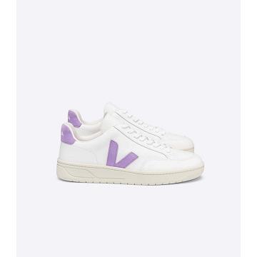 Veja V-12 LEATHER Joggesko Dame White/Purple | NO 677SGL